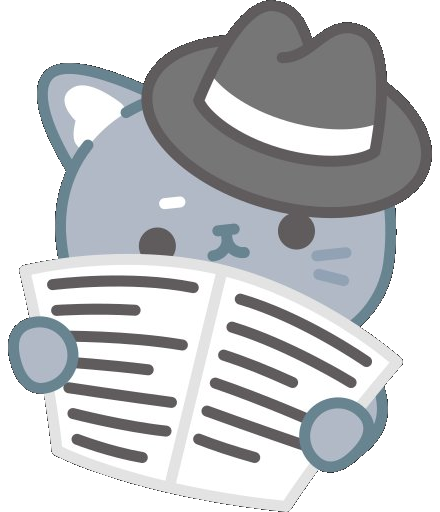 A cat detective reading a newspaper