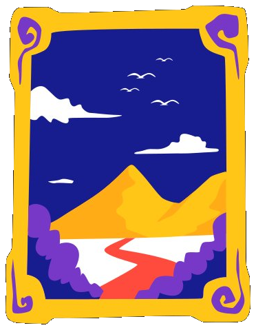 A framed landscape painting