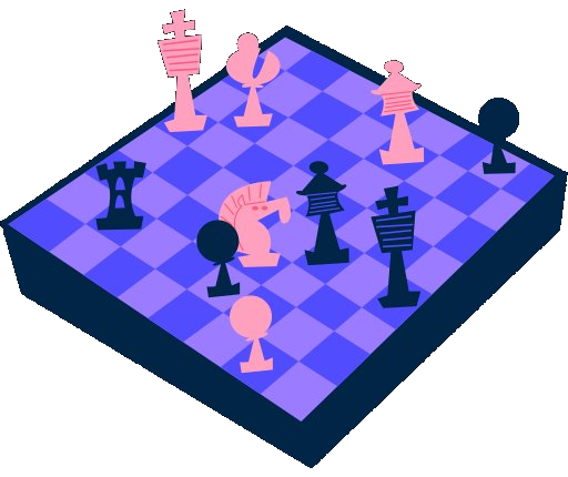 A chess board mid-game