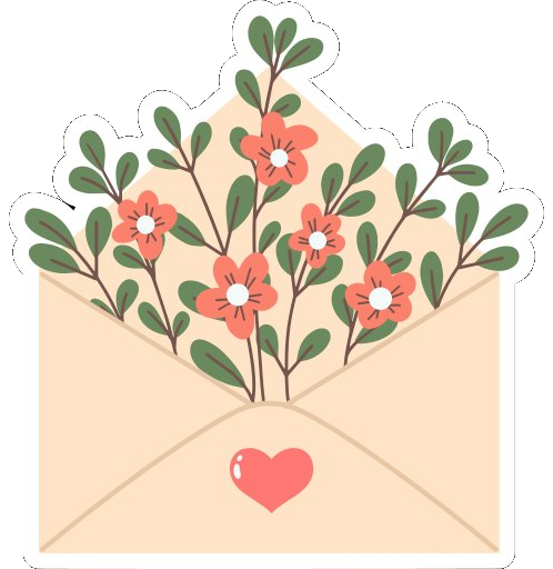 An envelope blooming with flowers